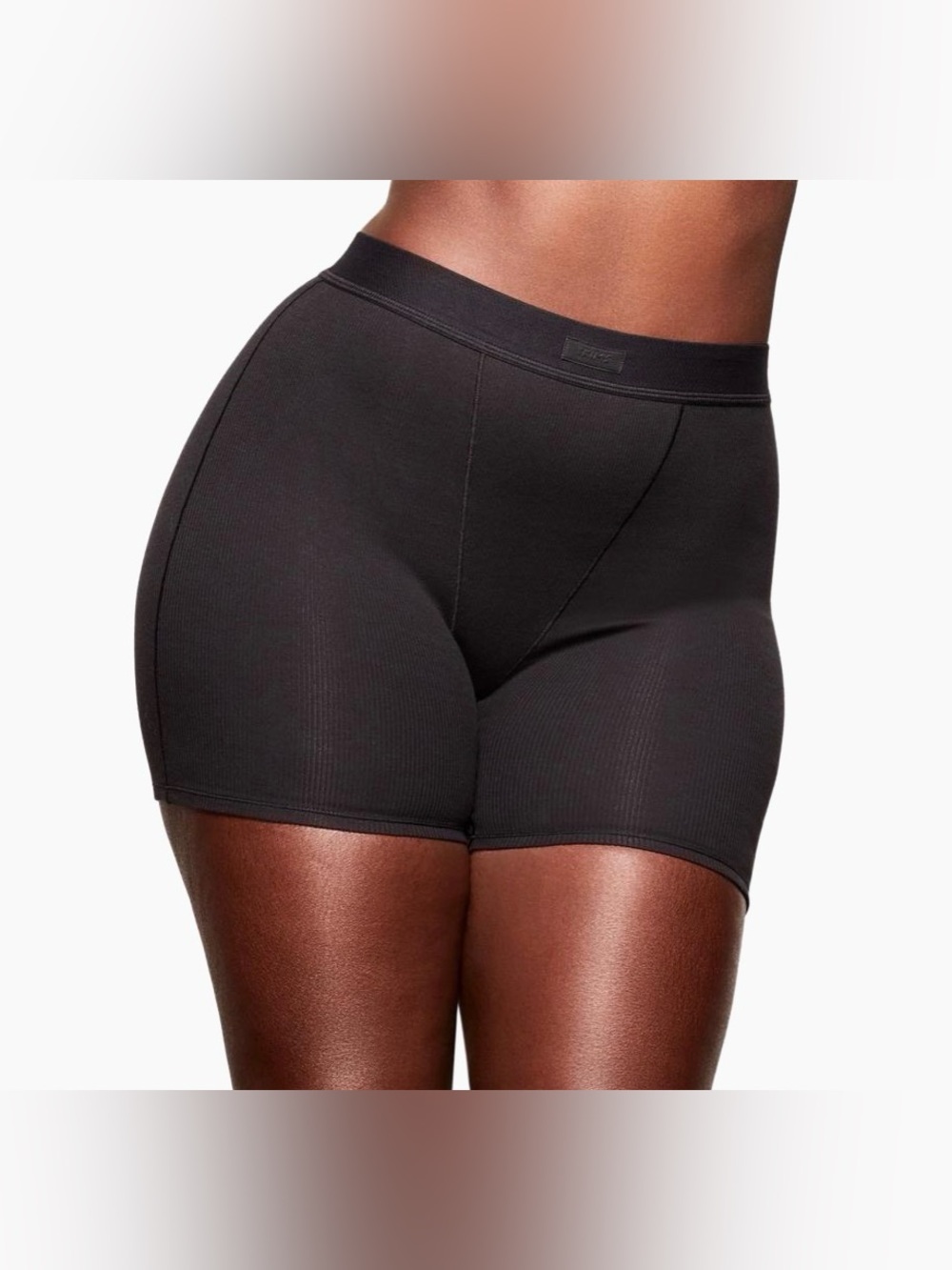 NWT SKIMS Black Cotton Ribbed Boxer - Picture 6 of 11